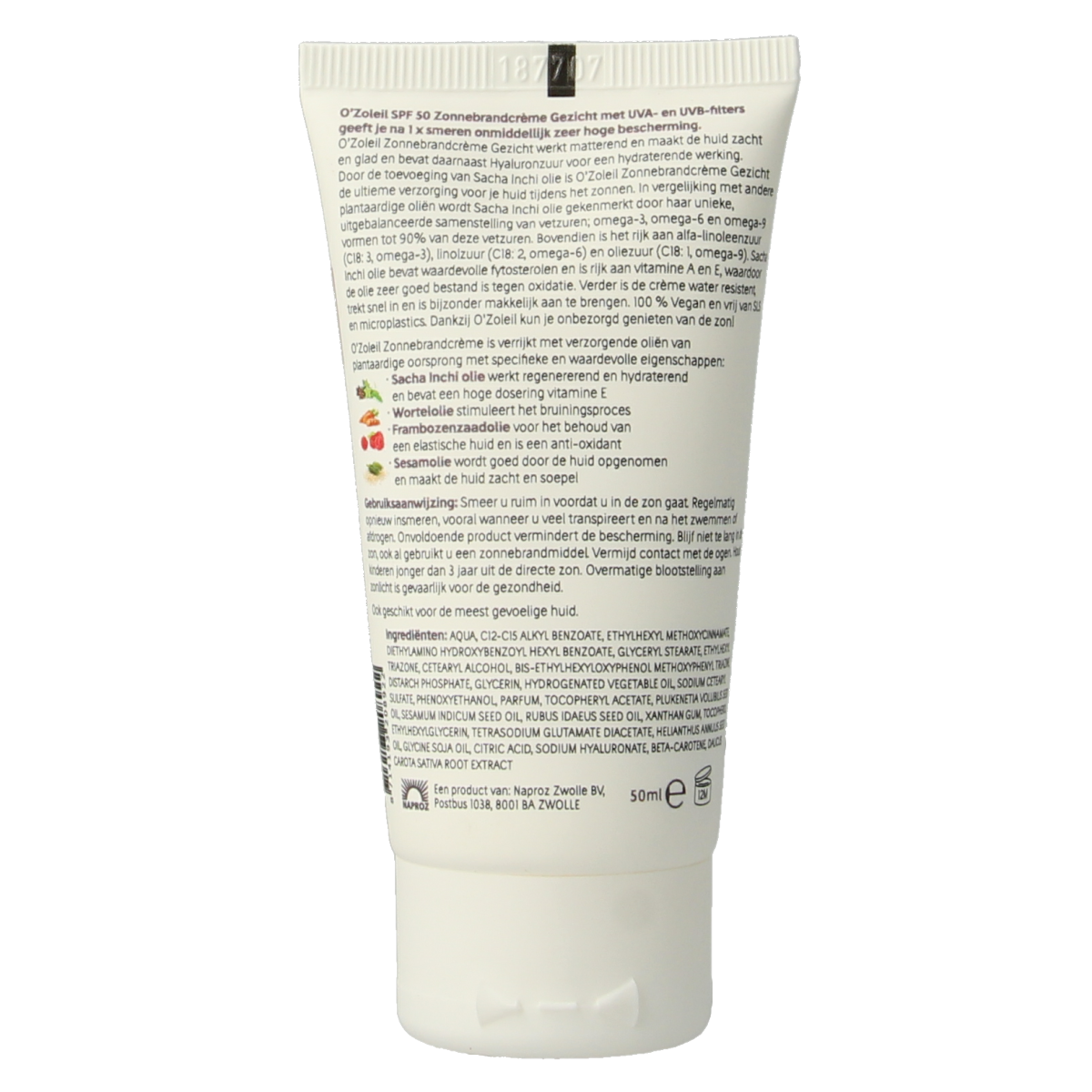 O' Zoleil Zonnebrandcreme gezicht SPF50 50.00 Milliliter