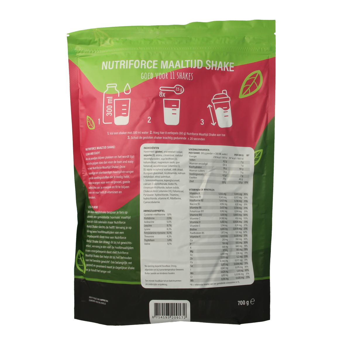 Nutriforce Maaltijdshake 700.00 Gram