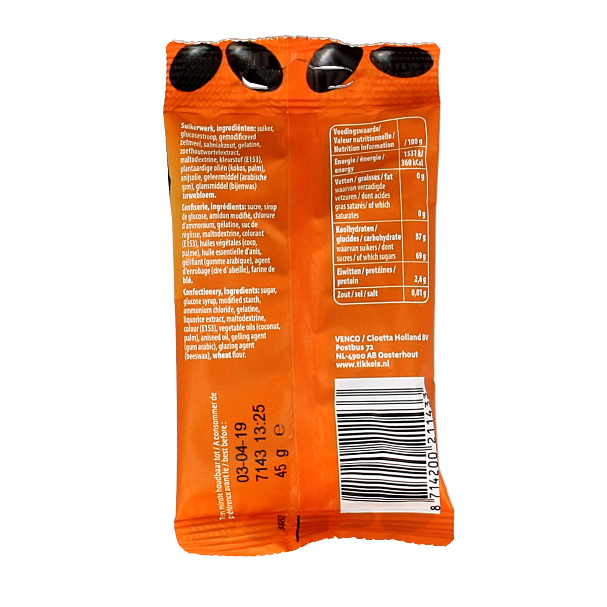 Venco Tikkels drop 45.00 Gram
