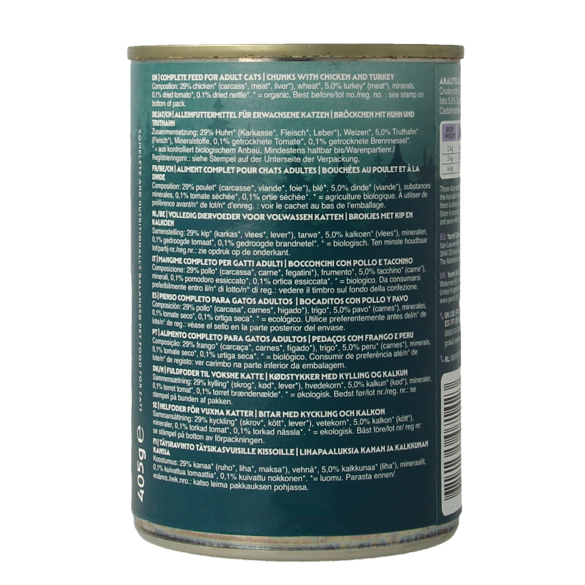 Yarrah Kattenvoer chunks kip kalkoen in saus bio 405.00 Gram