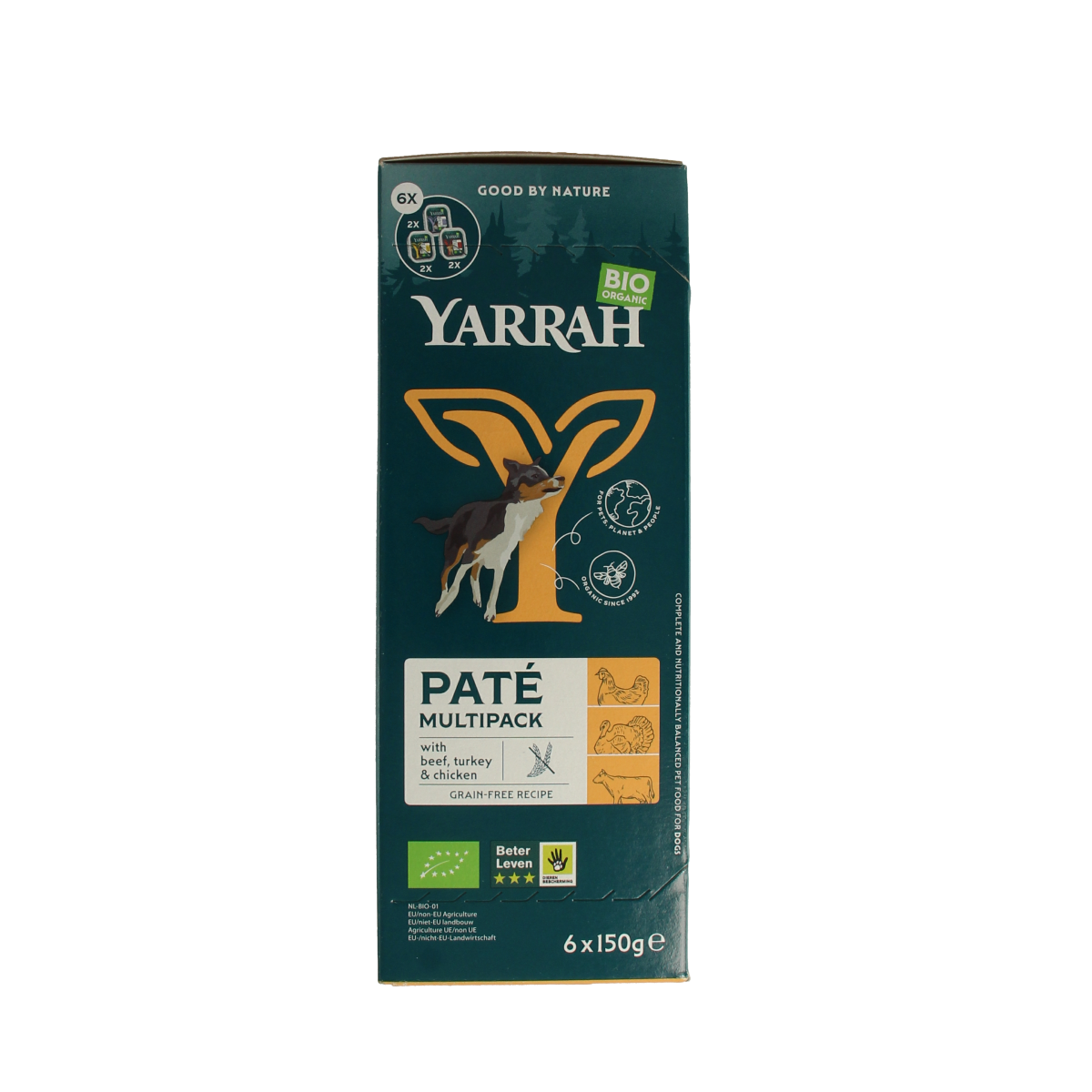 Yarrah Hondenvoer multipack pate kip rund kalkoen bio 150.00 Gram