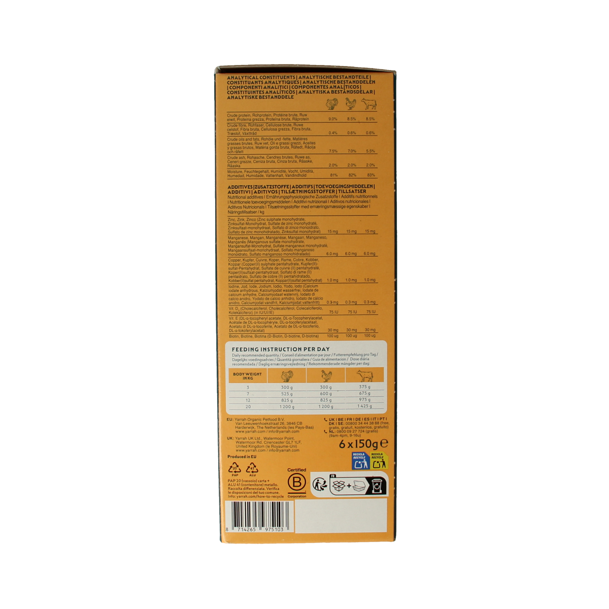 Yarrah Hondenvoer multipack pate kip rund kalkoen bio 150.00 Gram