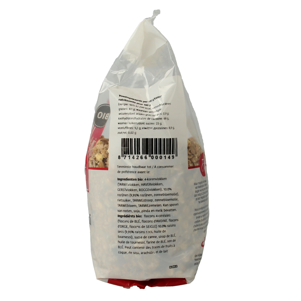 De Halm Krokante muesli rozijn bio 500.00 Gram