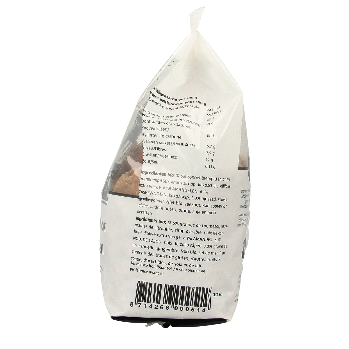 De Halm Ovengebakken noten en zaden bio 400.00 Gram
