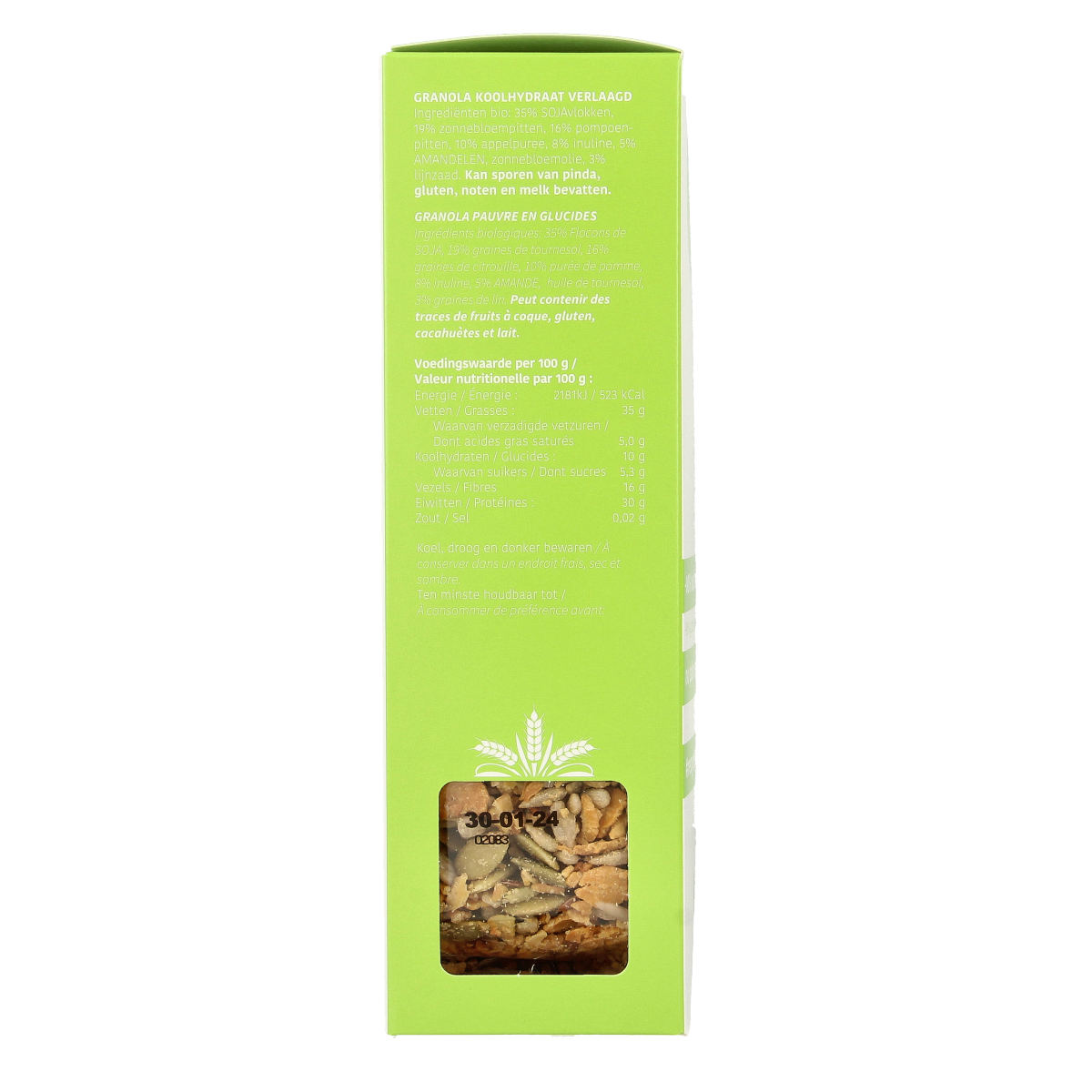 De Halm Granola koolhydraat verlaagd bio 350.00 Gram