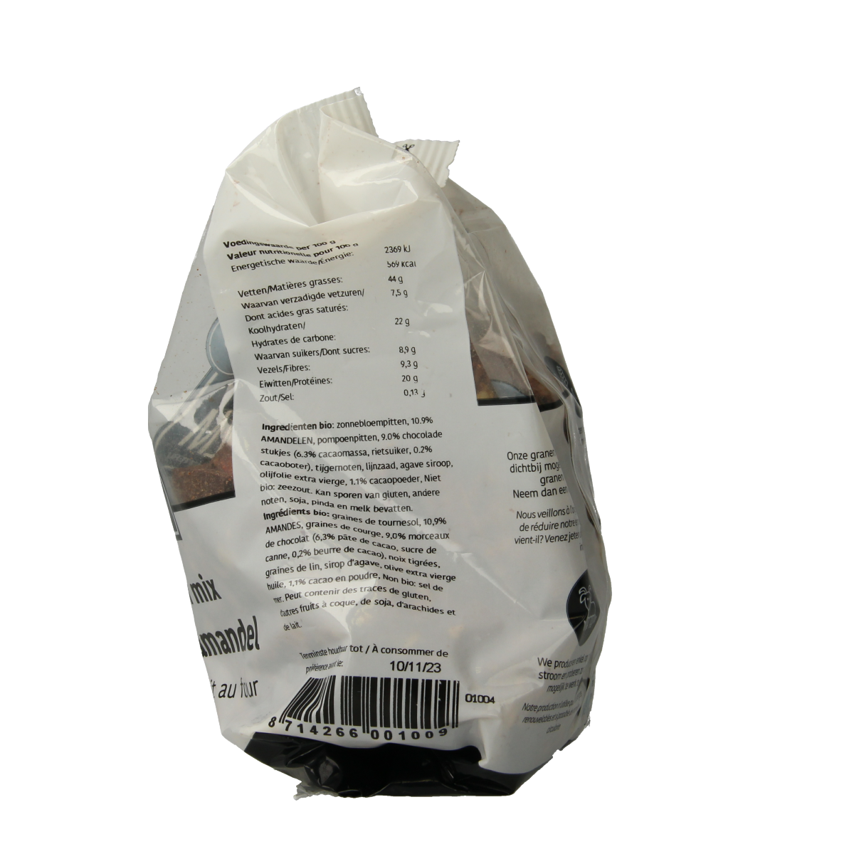 De Halm Ovengebakken mix chocolade en amandel bio 400.00 Gram