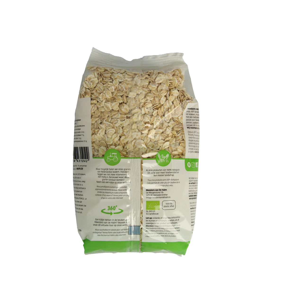 De Halm Gerstvlokken bio 500.00 Gram