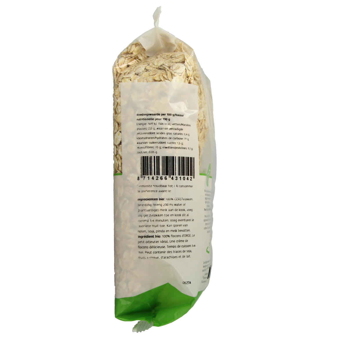 De Halm Gerstvlokken bio 500.00 Gram