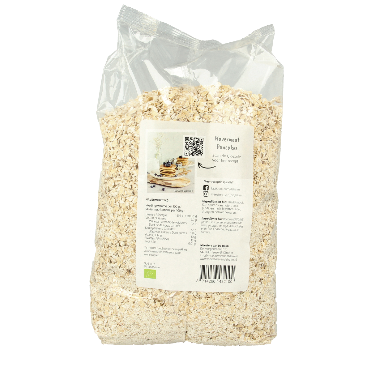 De Halm Havermout bio 1.00 Kilogram