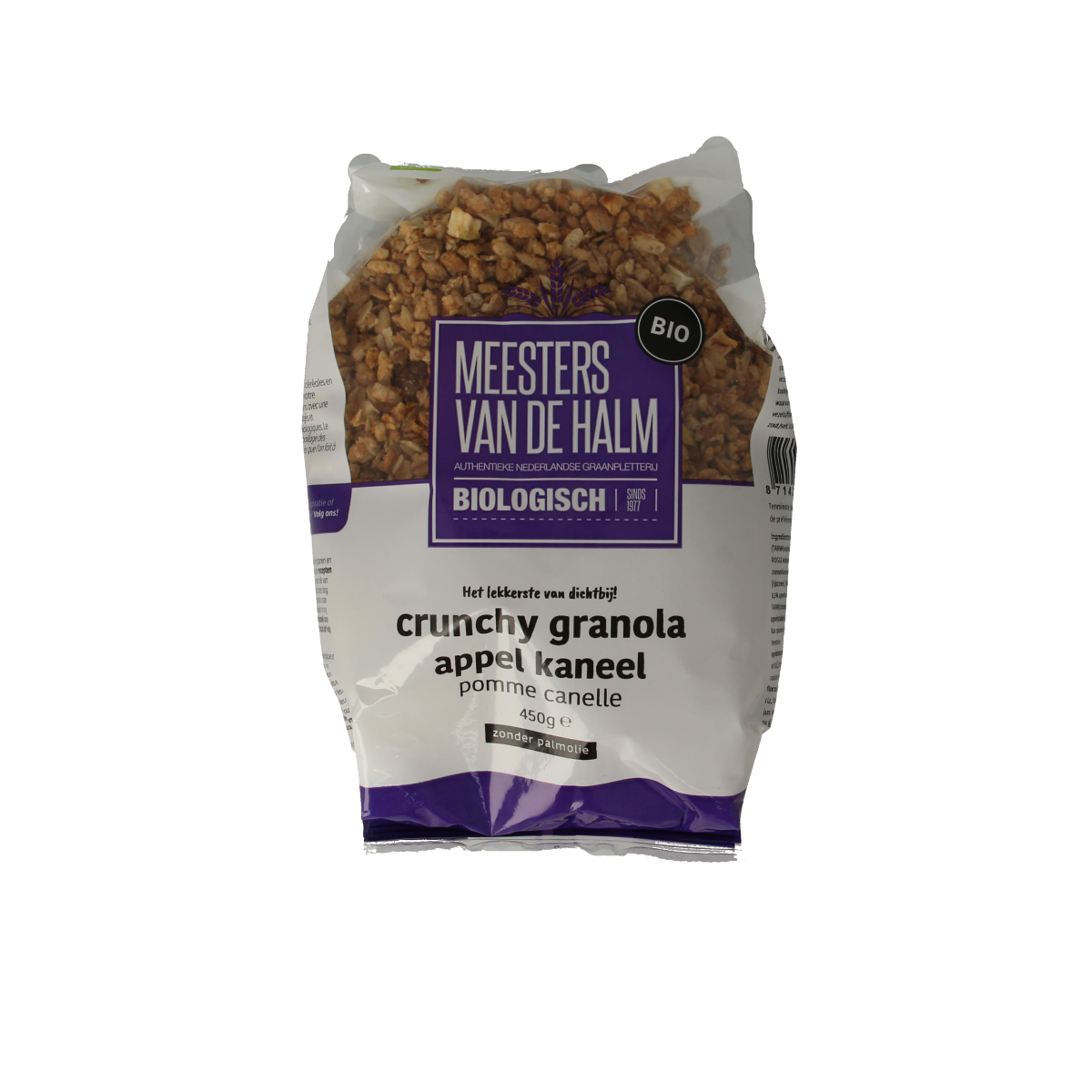De Halm Crunchy granola appel/kaneel bio 450.00 Gram