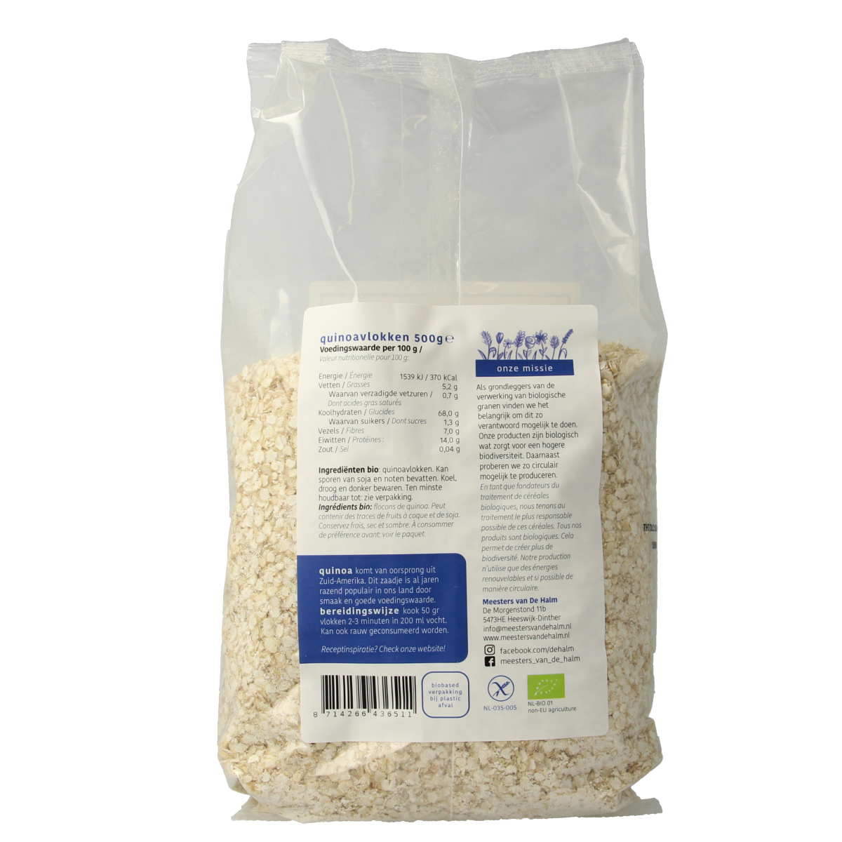 De Halm Quinoavlokken bio 500.00 Gram