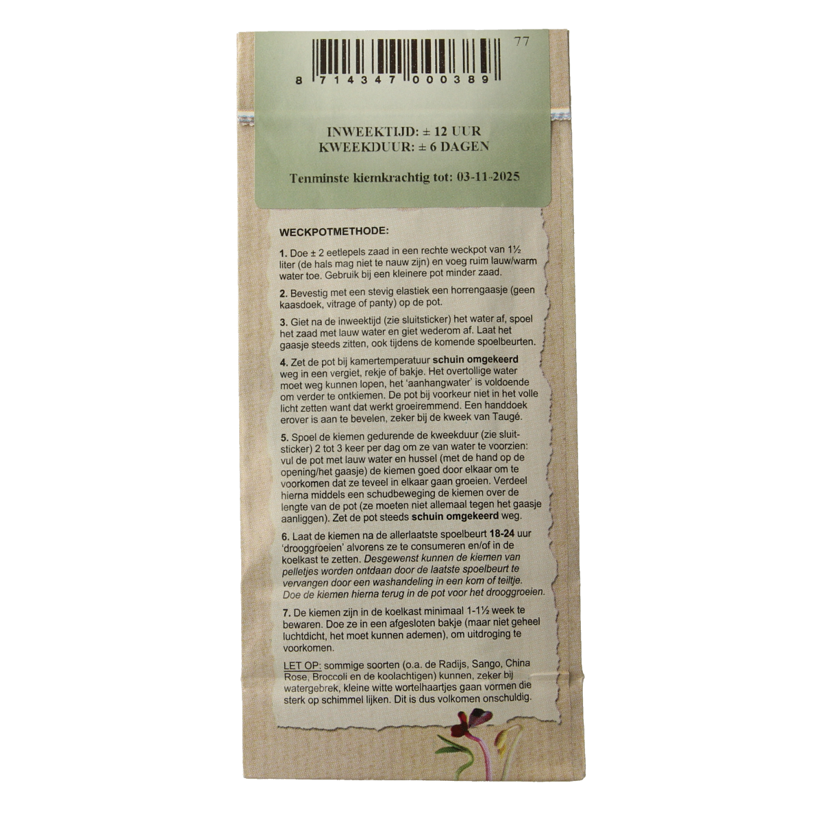 Peuleschil Broccoli zaad bio 115.00 Gram