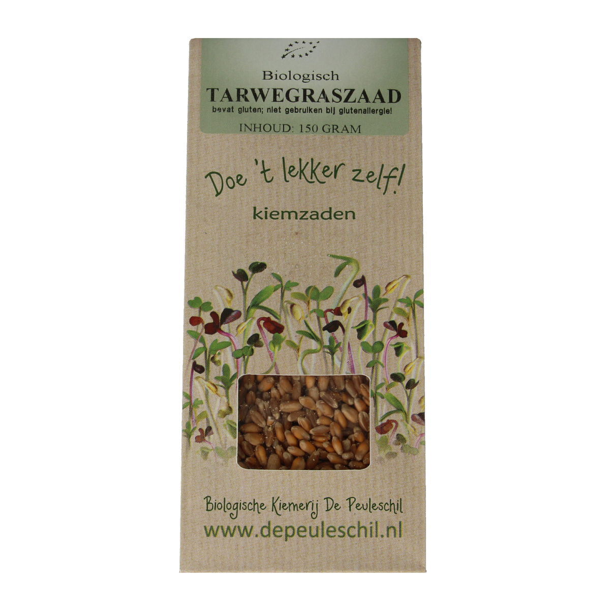 Peuleschil Tarwegras zaad bio 150.00 Gram
