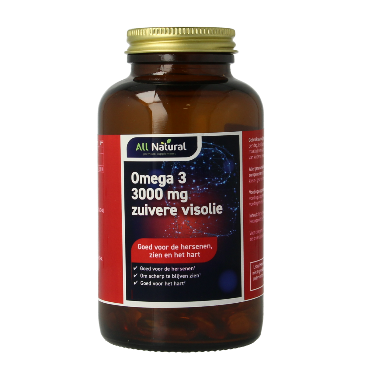 All Natural Omega 3 3000mg zuivere visolie 100.00 Capsules