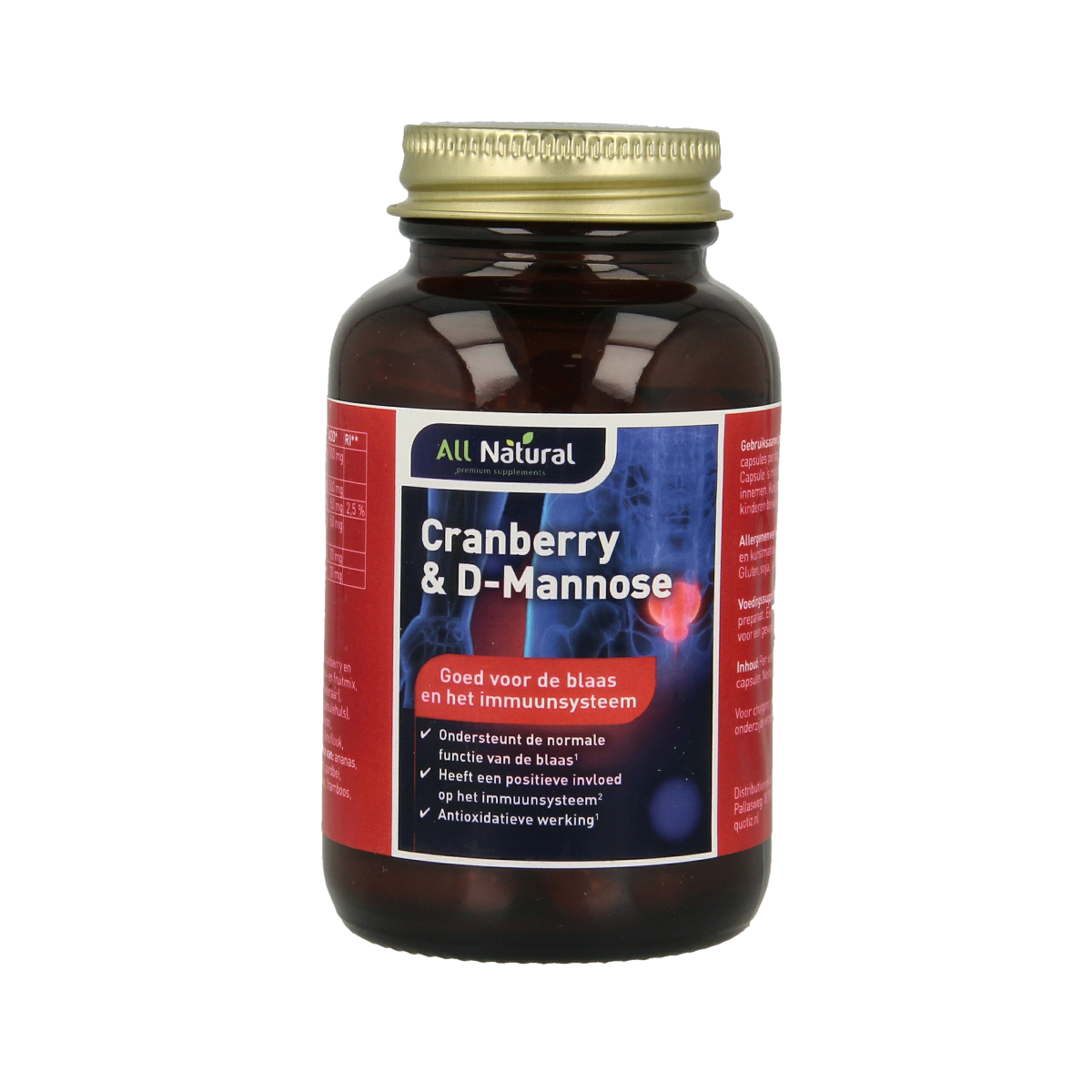All Natural Cranberry & D-Mannose 60.00 Vegetarische capsules