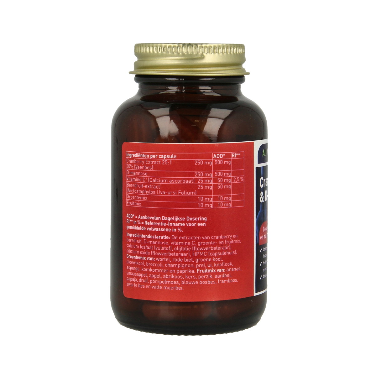 All Natural Cranberry & D-Mannose 60.00 Vegetarische capsules