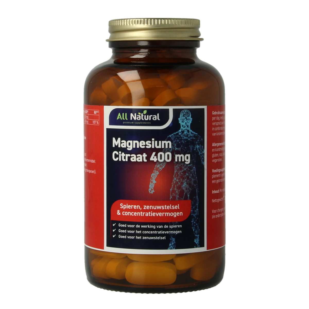 All Natural Magnesium citraat 400mg 120.00 Tabletten