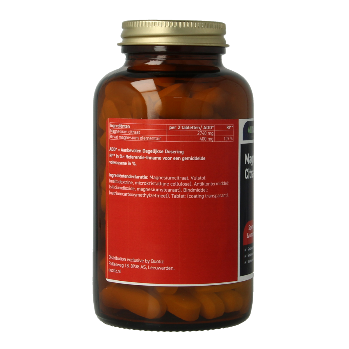 All Natural Magnesium citraat 400mg 120.00 Tabletten