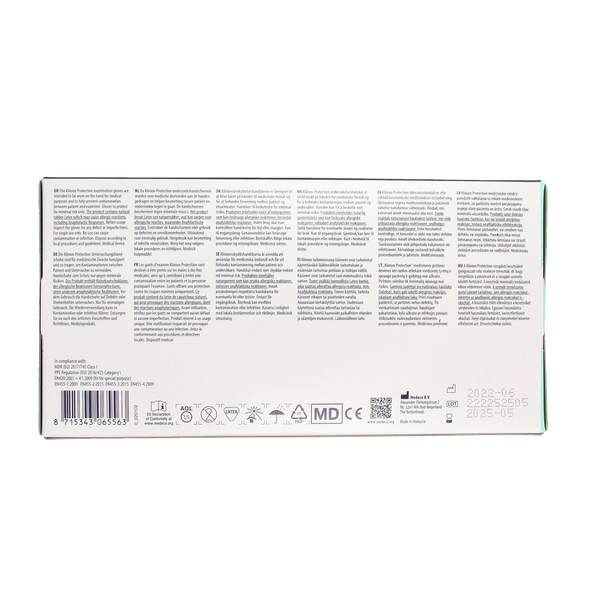 Klinion Onderzoekshandschoen prot latex maat XL poedervrij 100.00 Stuks