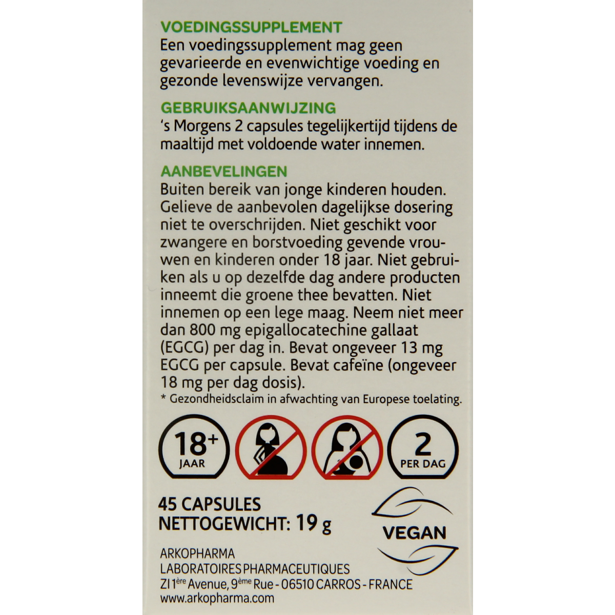 Arkocaps Groene thee bio 45.00 Capsules