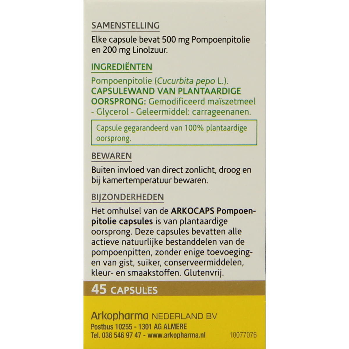 Arkocaps Pompoenpitolie 45.00 Capsules