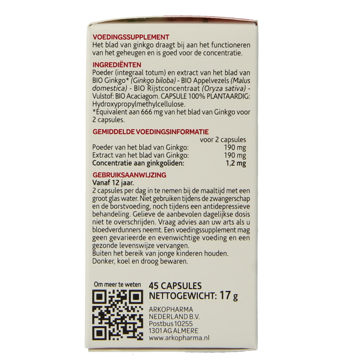 Arkocaps Ginkgo bio 45.00 Capsules