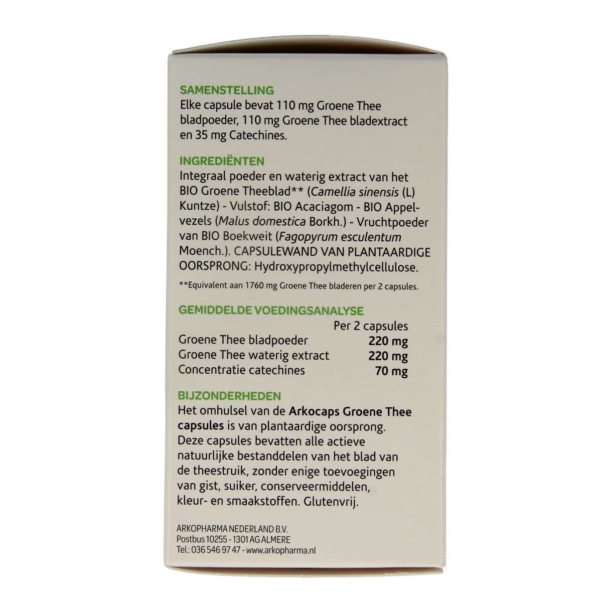 Arkocaps Groene thee bio 150.00 Vegetarische capsules