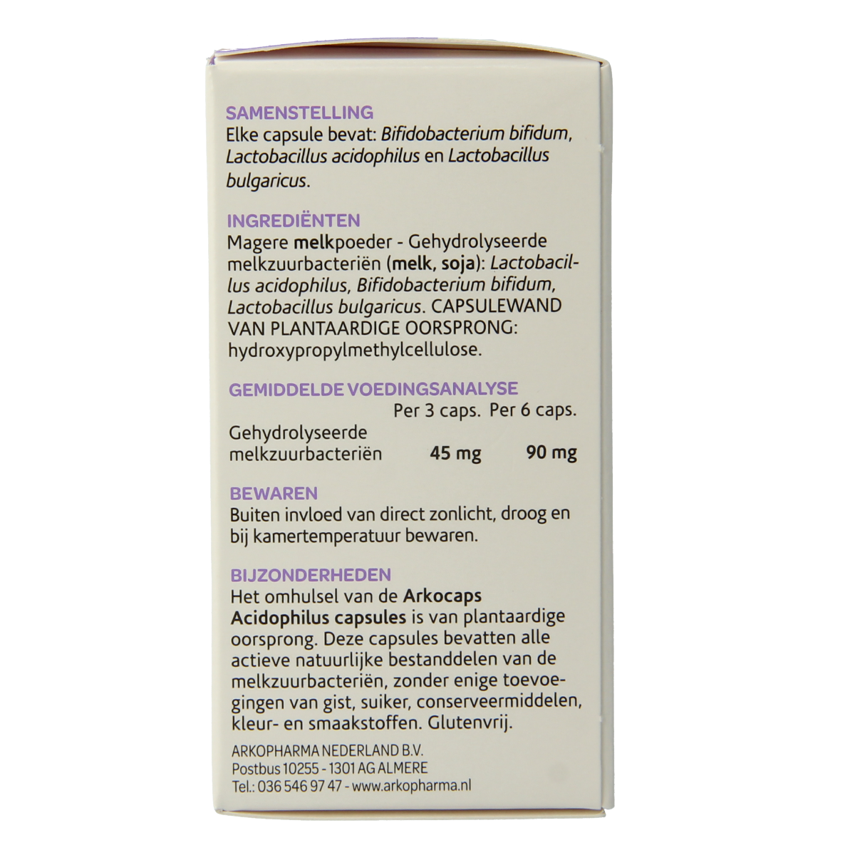 Arkocaps Acidophilus complex 45.00 Capsules