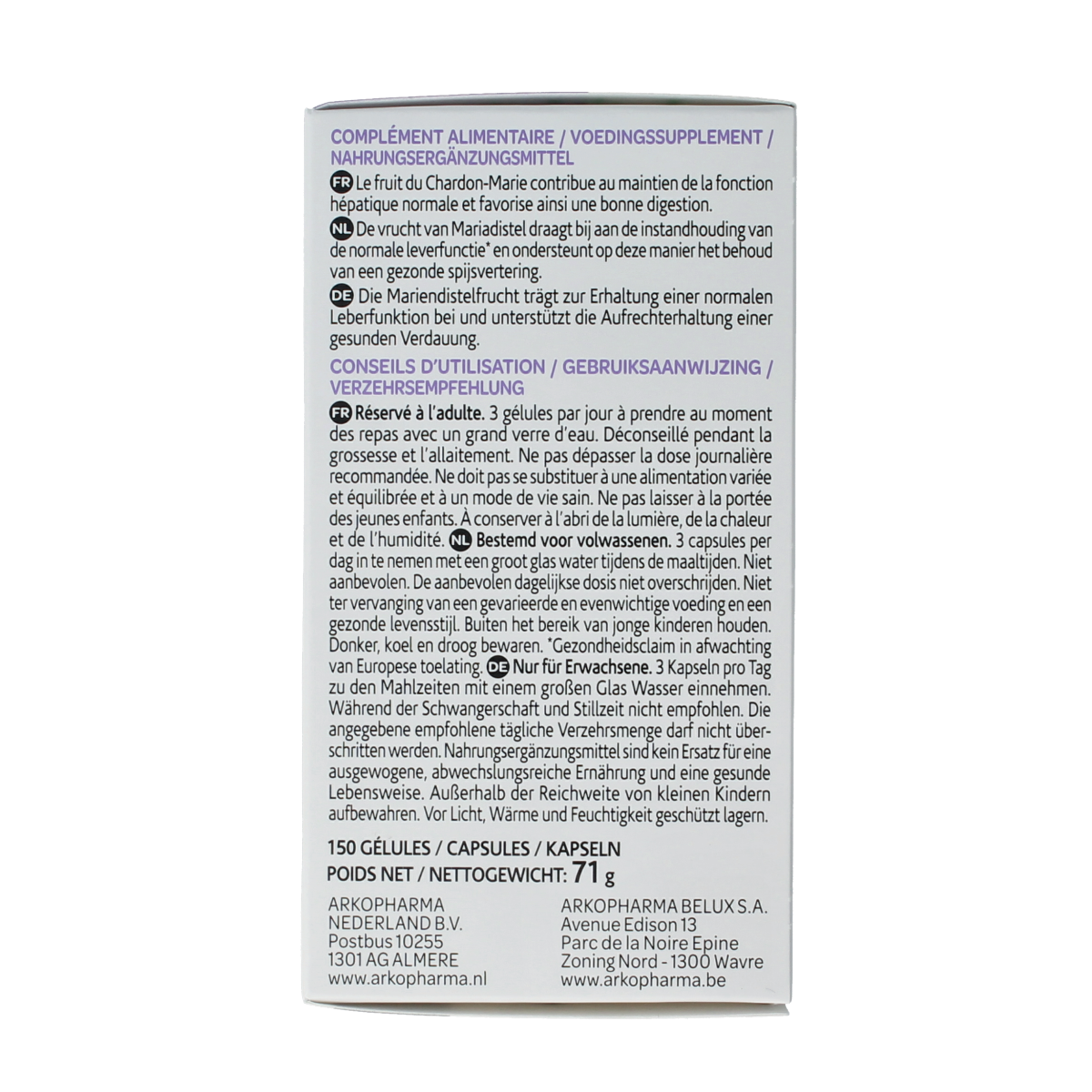 Arkocaps Mariadistel bio 150.00 Capsules