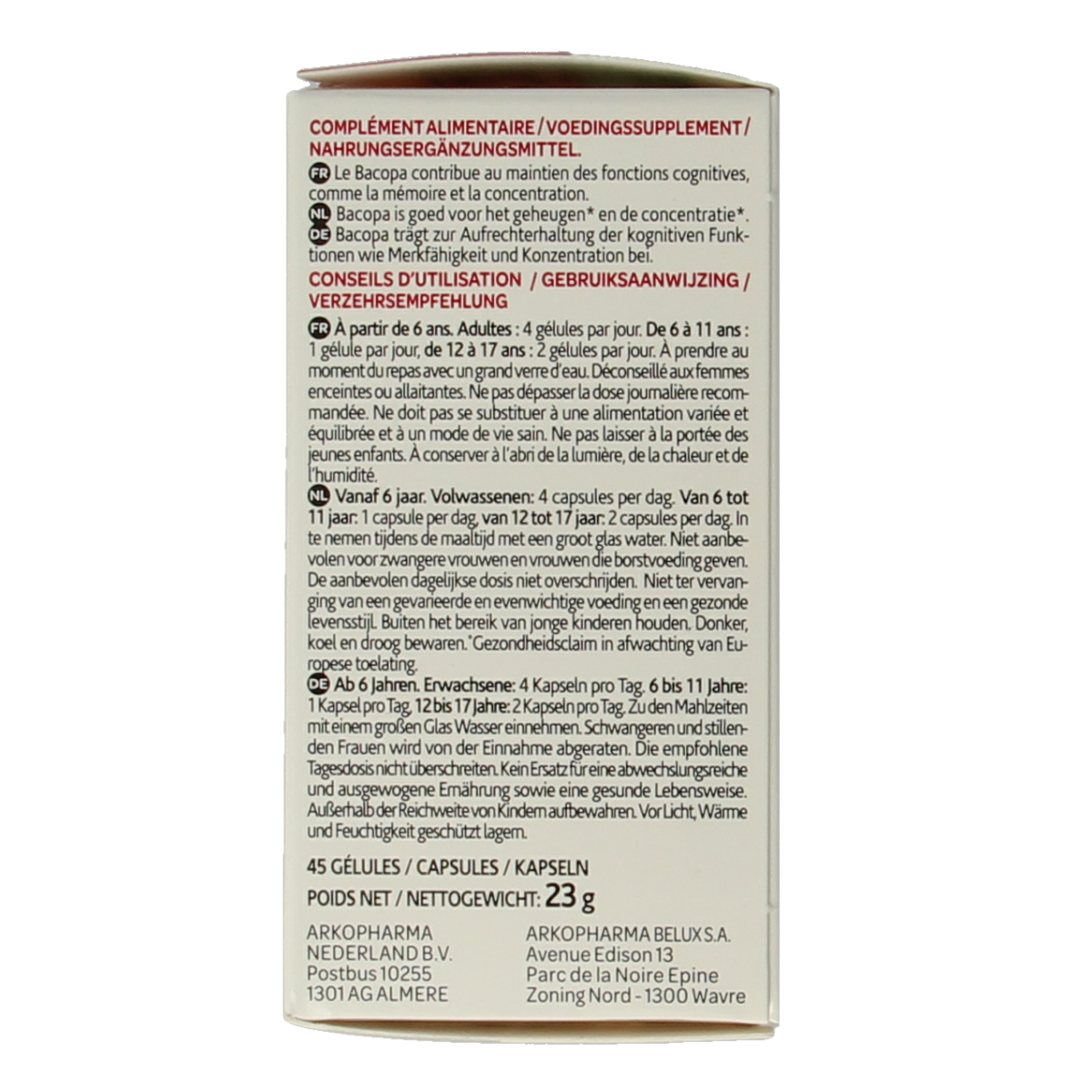 Arkocaps Bacopa 45.00 Capsules