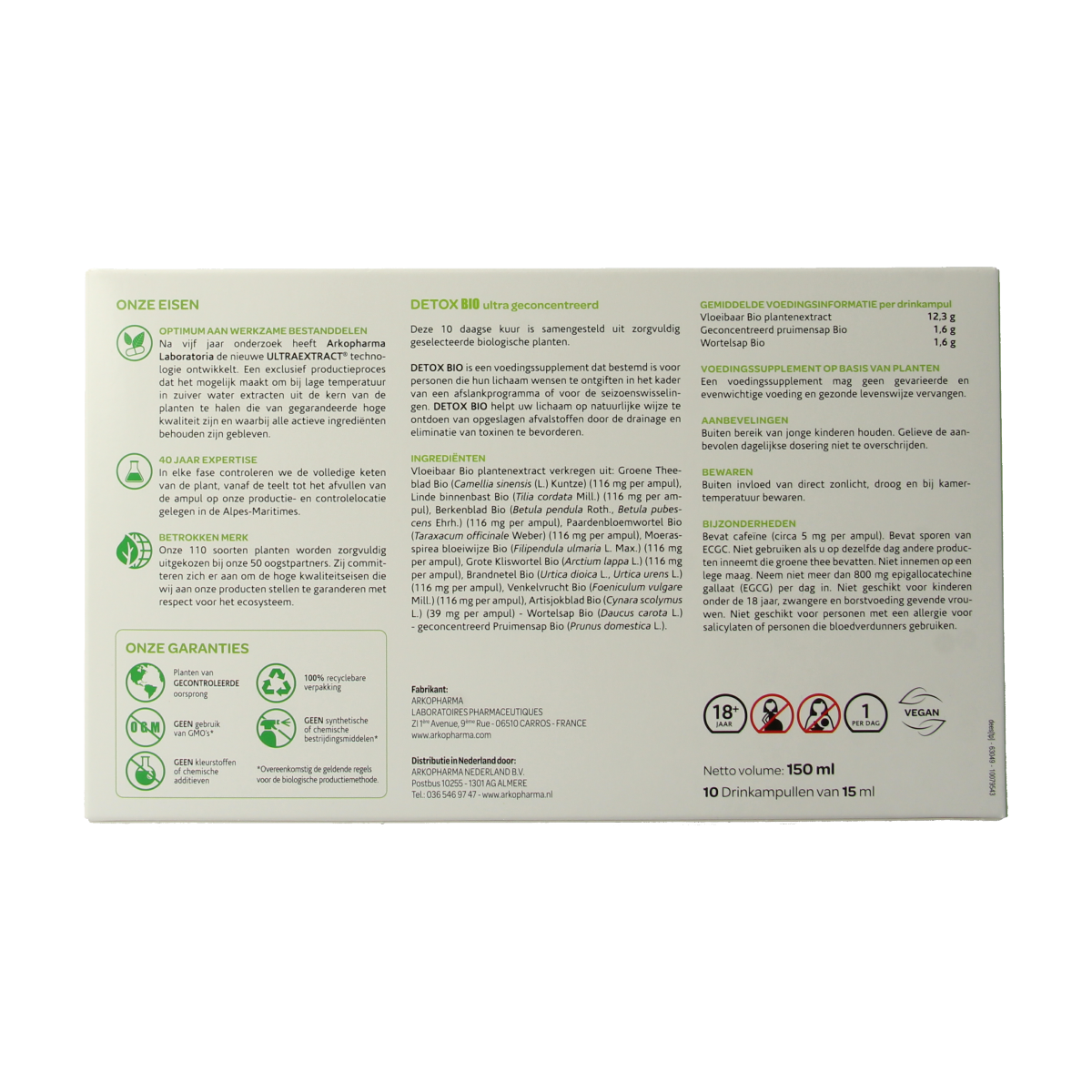 Arkofluids Detox drinkampullen 15ml bio 10.00 Ampullen