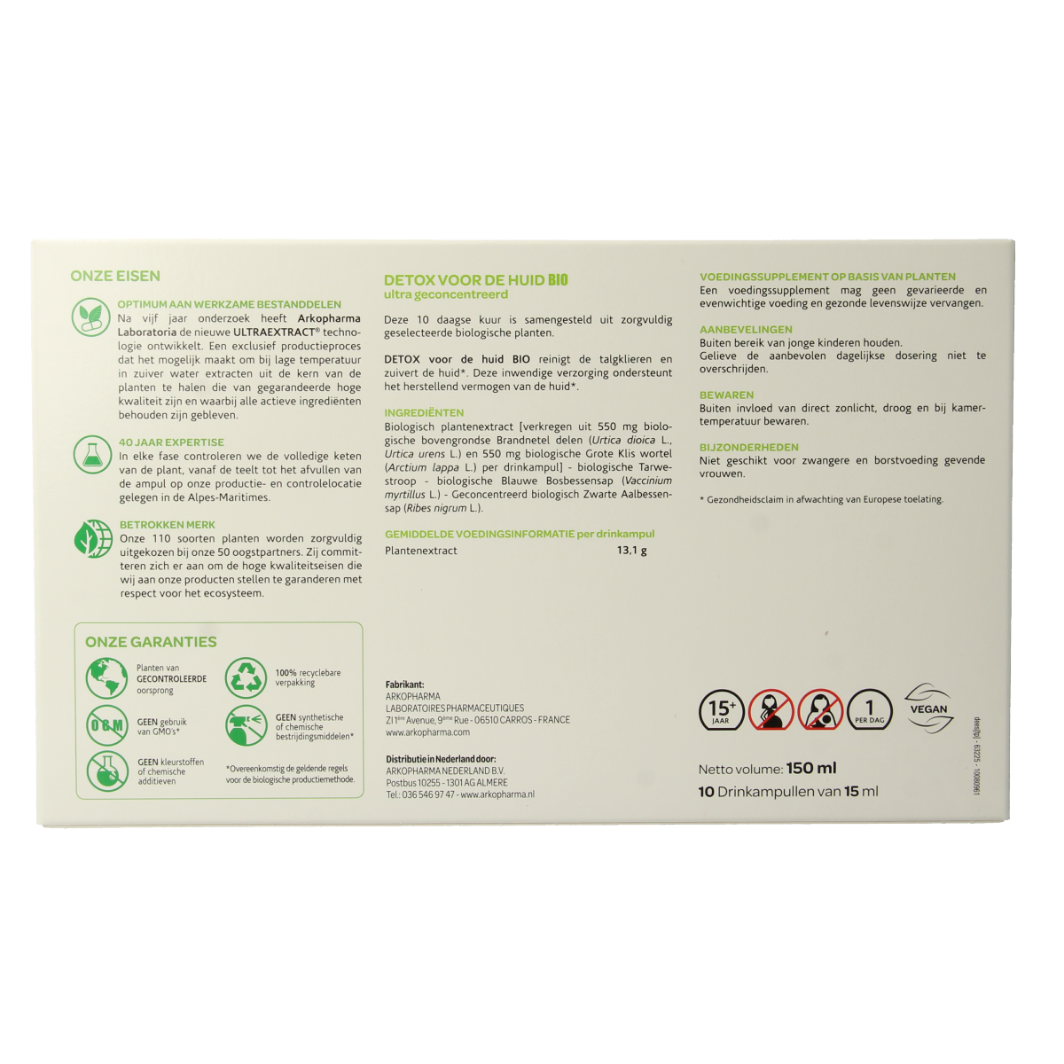 Arkofluids Detox huid bio 10.00 Ampullen