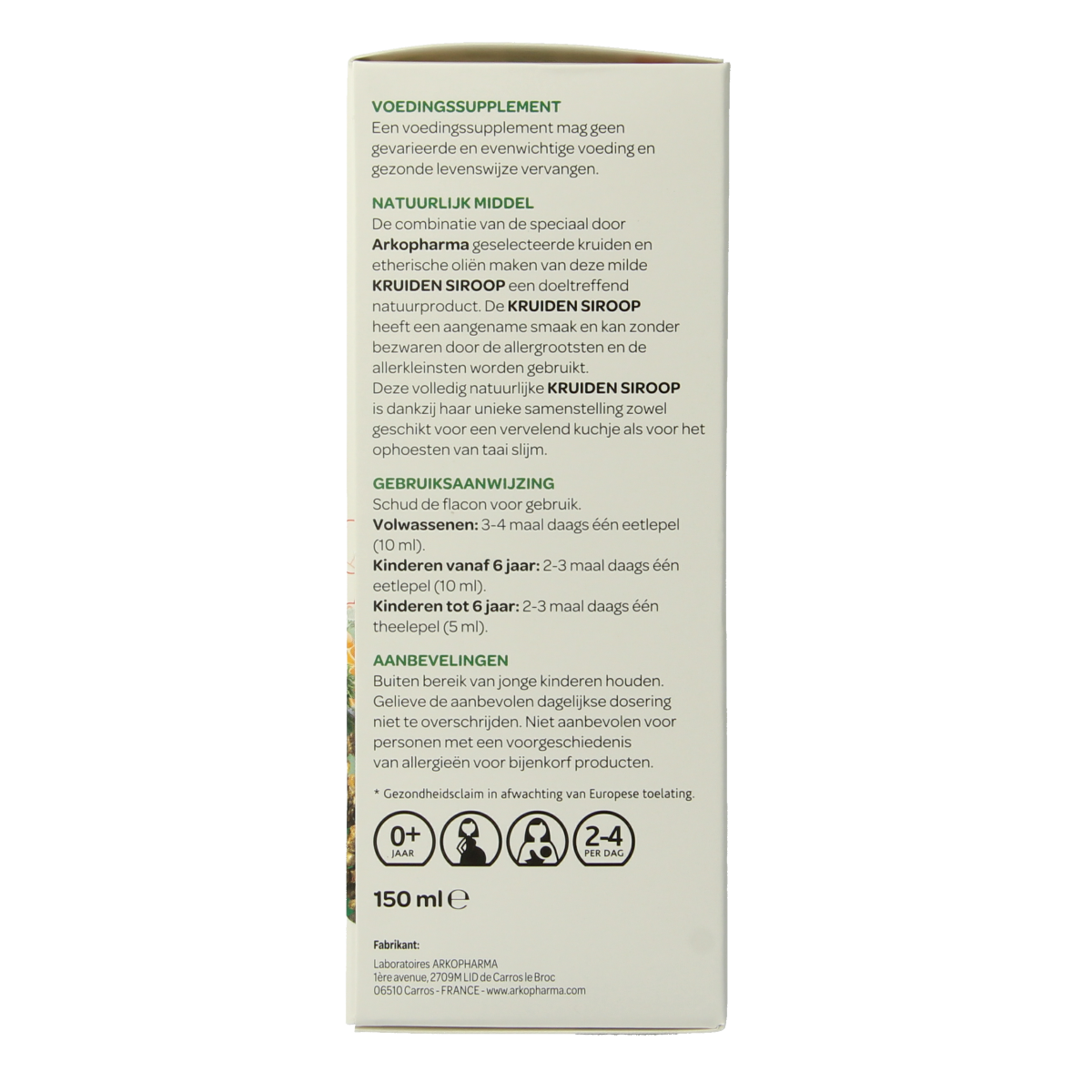 Arkopharma Kruidensiroop 150.00 Milliliter