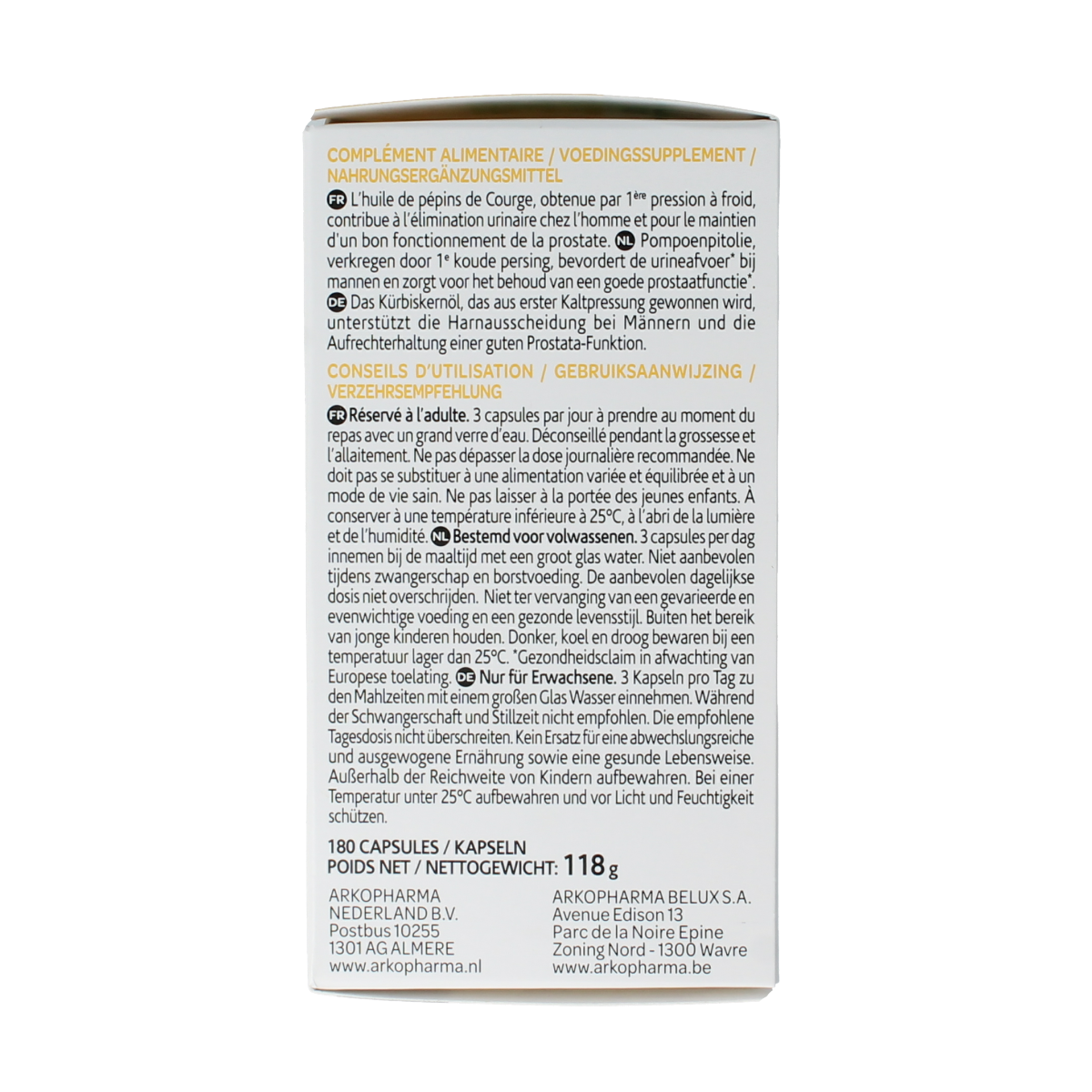 Arkocaps Pompoenpitolie 180.00 Capsules