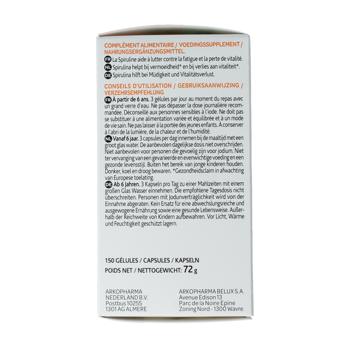 Arkocaps Spiruline 150.00 Capsules