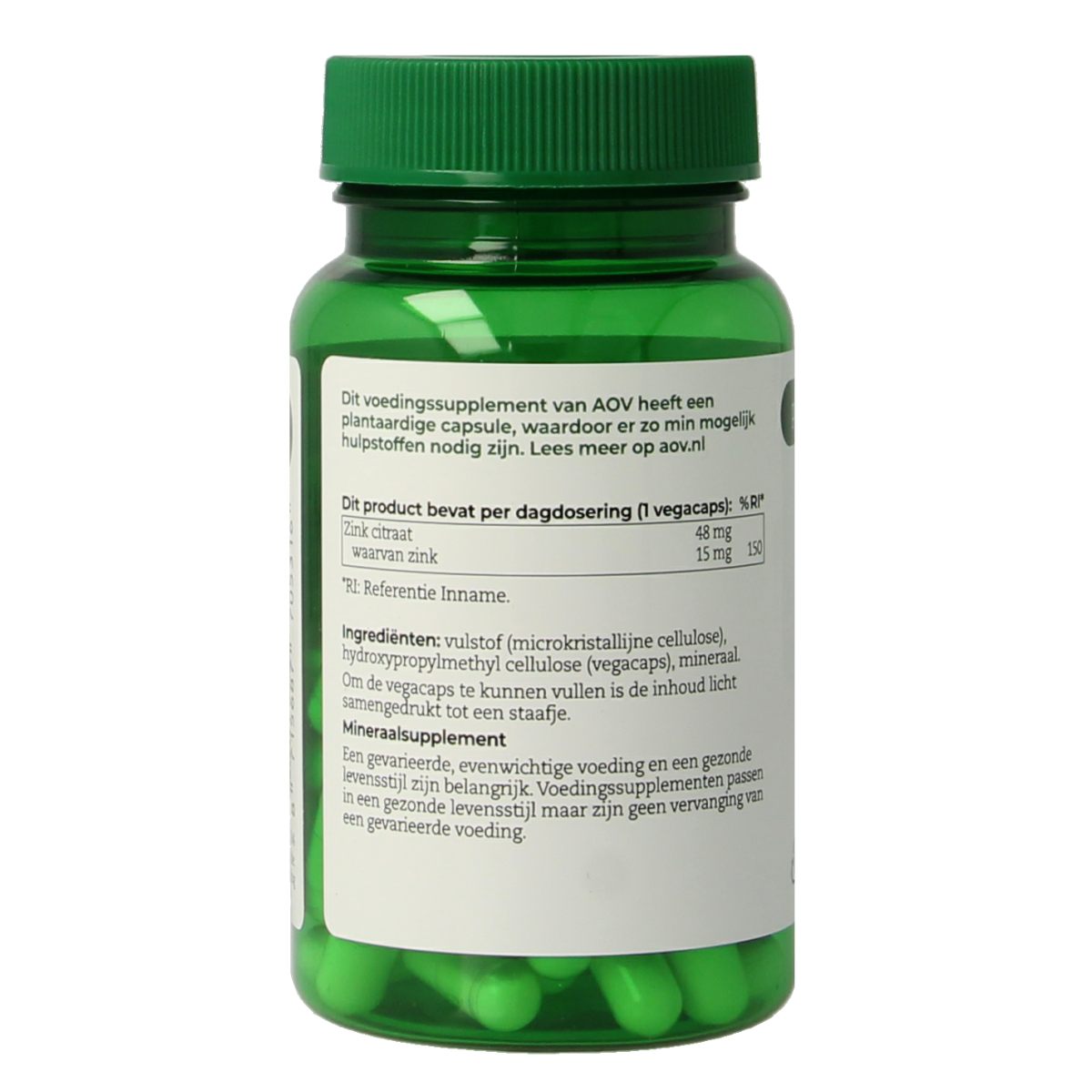 AOV 531 Zink citraat 15mg 60.00 Vegetarische capsules