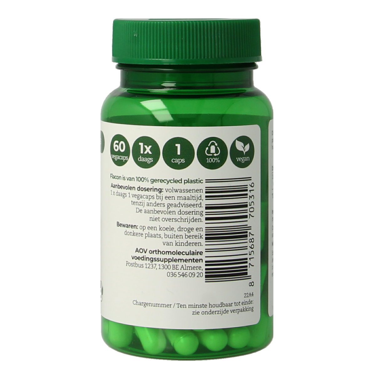 AOV 531 Zink citraat 15mg 60.00 Vegetarische capsules