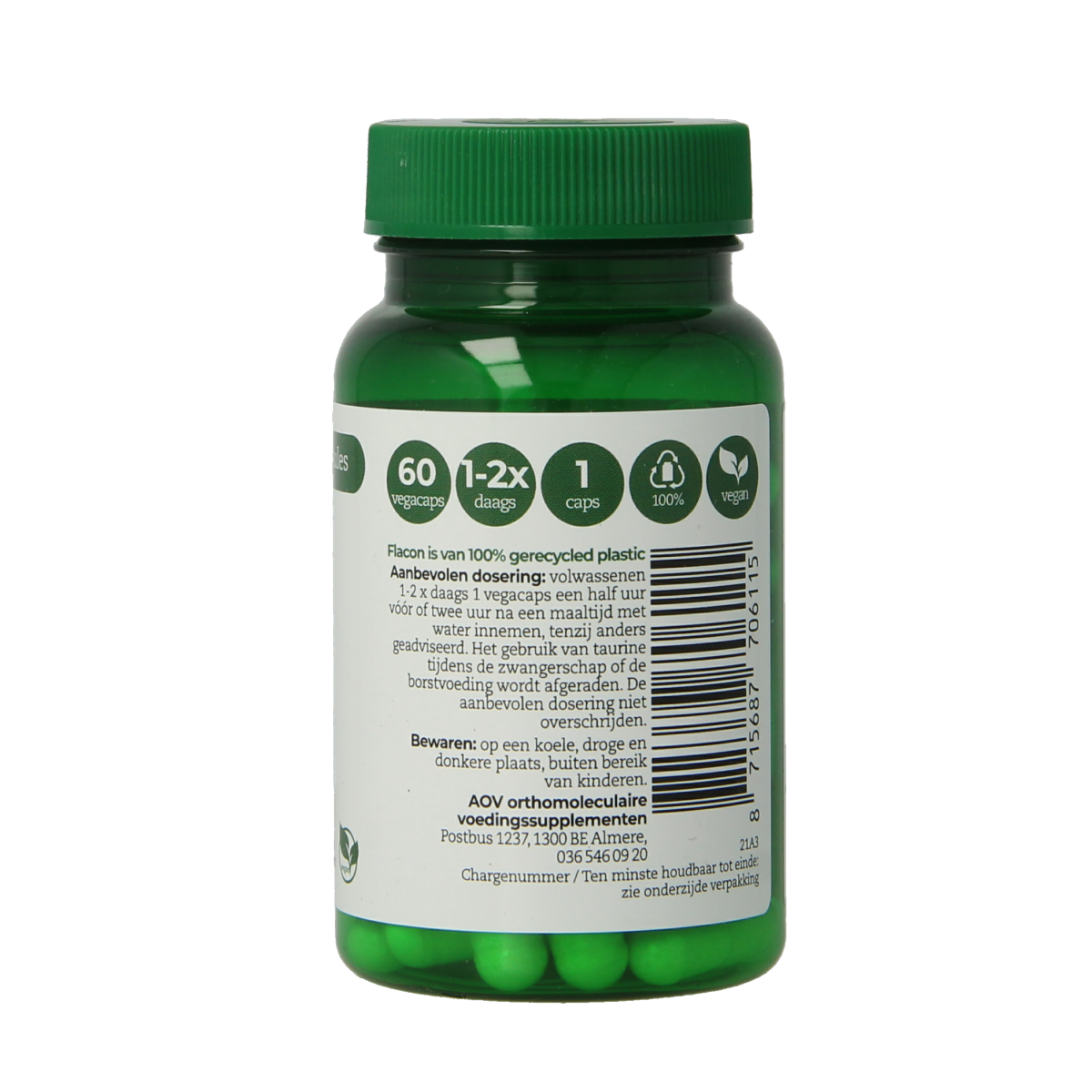 AOV 611 Taurine 500mg 60.00 Vegetarische capsules