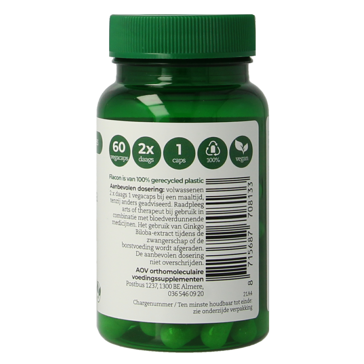 AOV 813 Ginkgo biloba extract 60.00 Vegetarische capsules