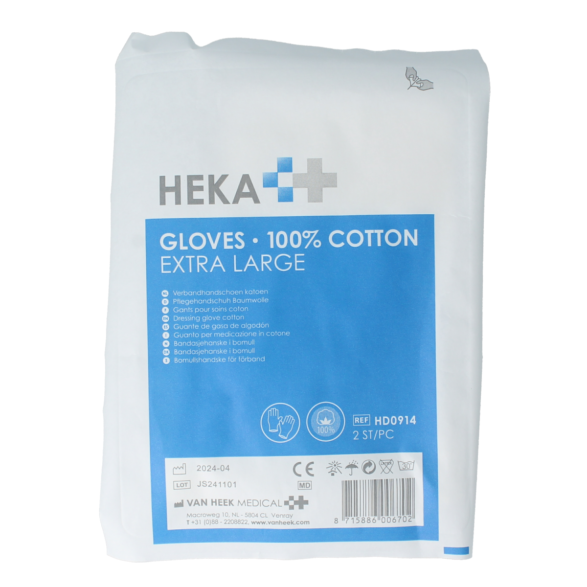 Heka Verbandhandschoenen maat XL 2.00 Stuks