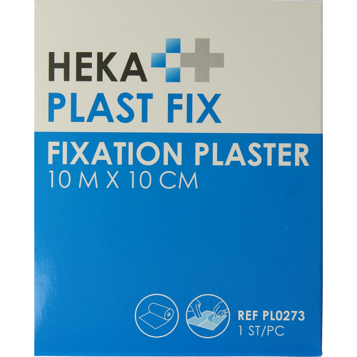 Hekaplast Fix pleister 10m x 10cm met schutvel 1.00 Rol