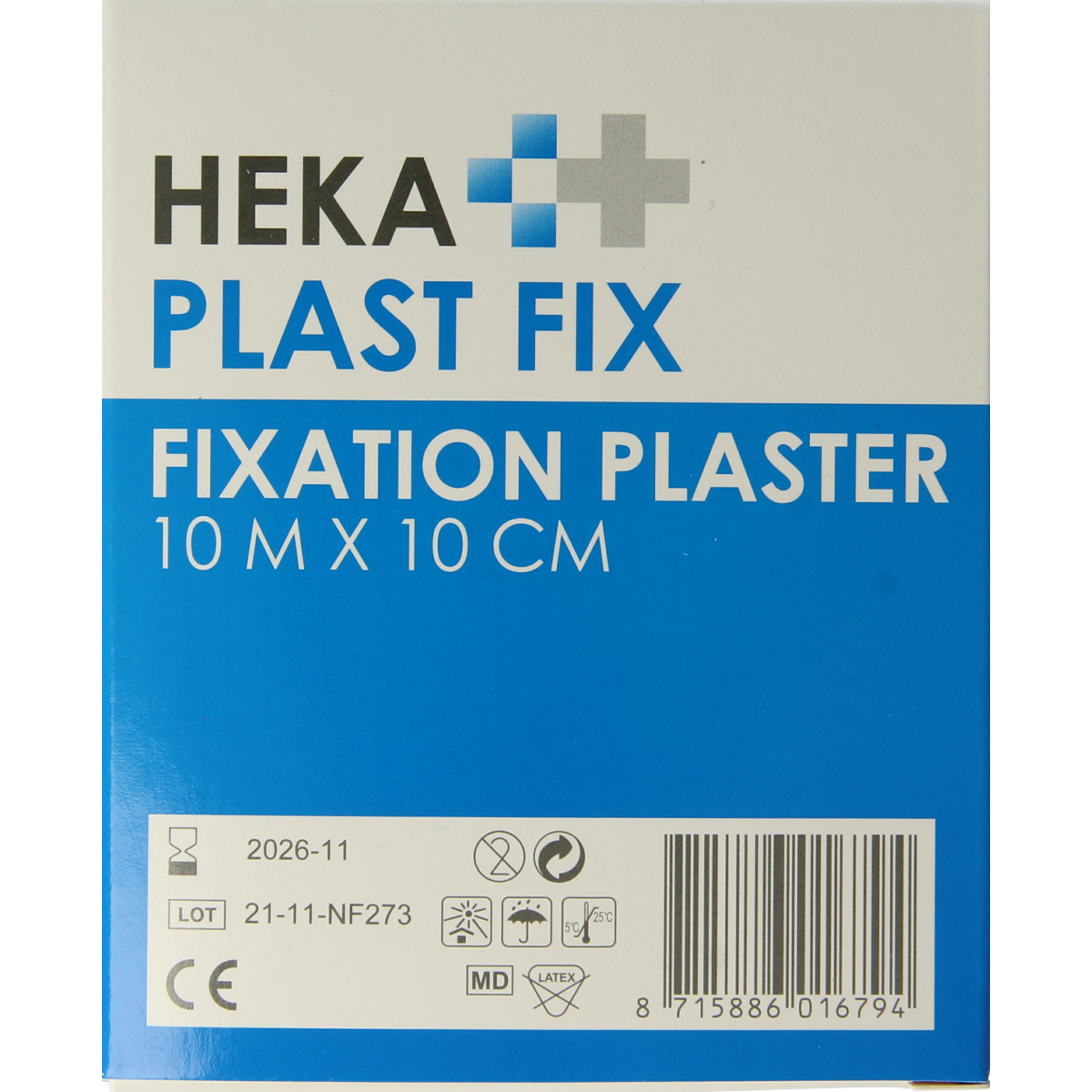 Hekaplast Fix pleister 10m x 10cm met schutvel 1.00 Rol