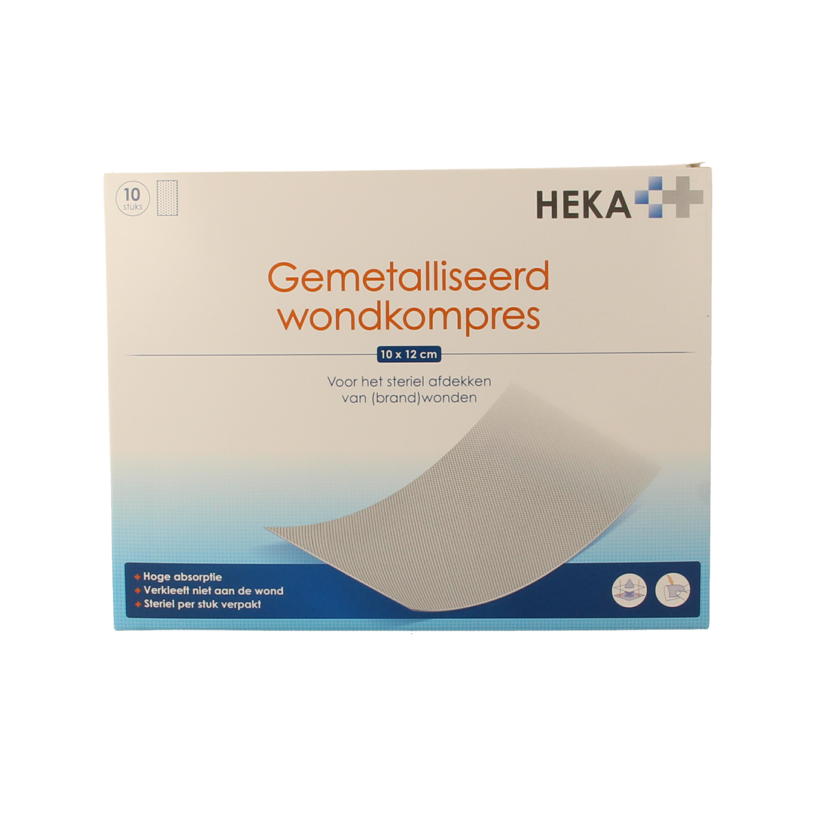 Heka Klein Wondkompres gemetalliseerd 10 x 12cm steriel 10.00 Stuks
