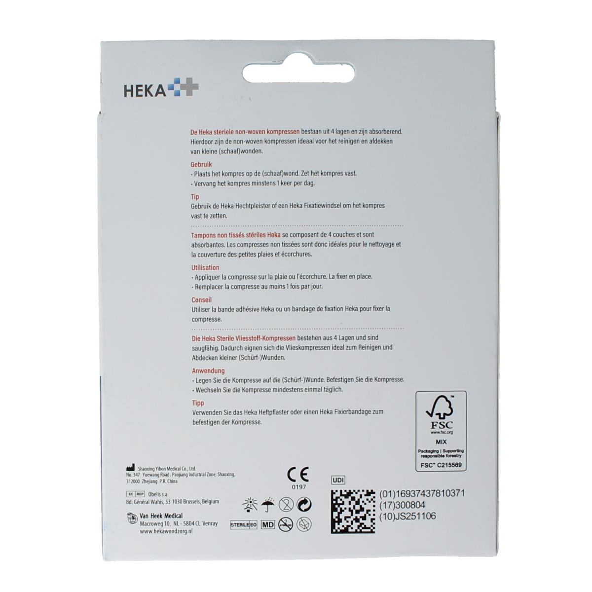Heka Klein Non-woven kompres 10 x 10cm 10.00 Stuks
