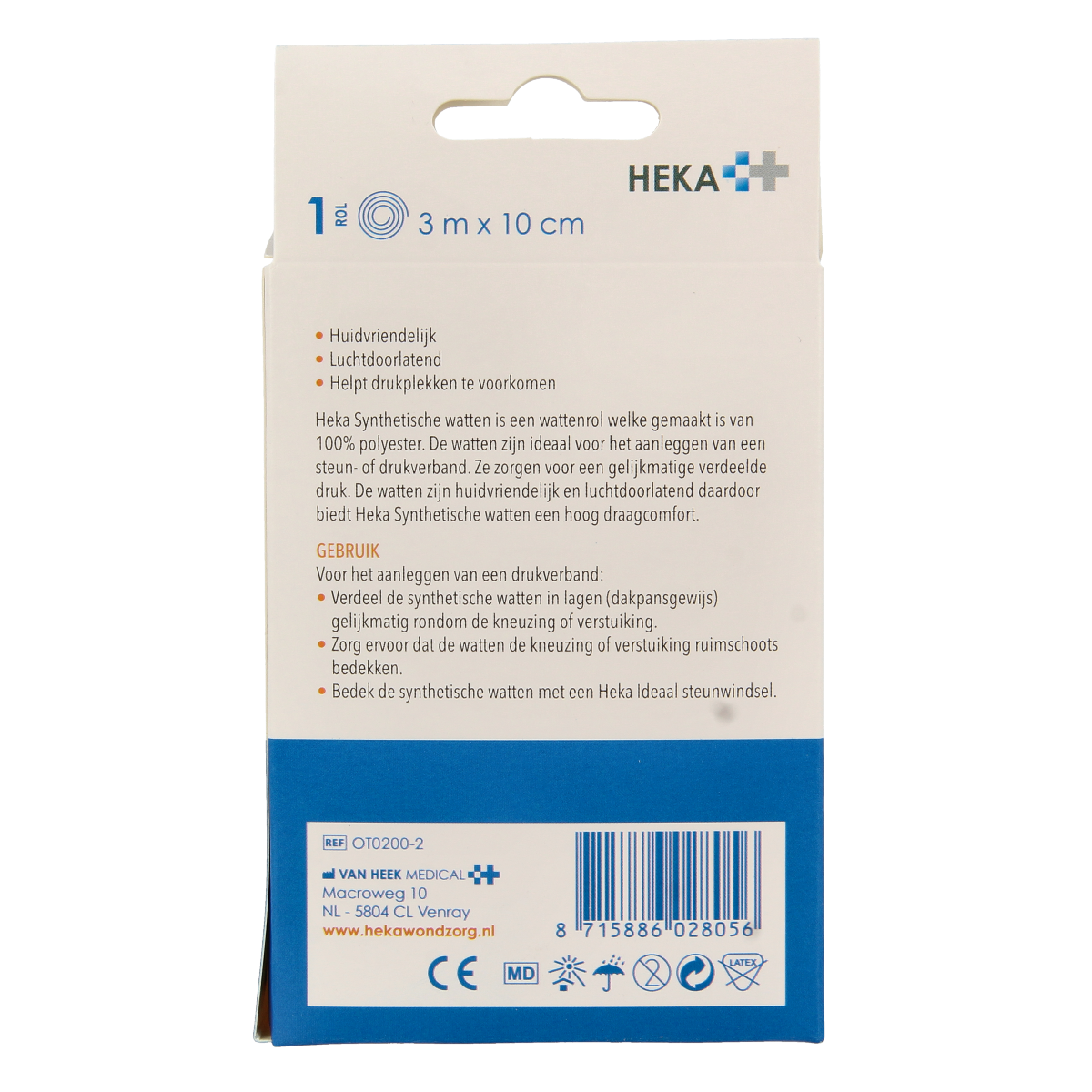 Heka Synthetische watten 3m x 10cm 1.00 Stuks