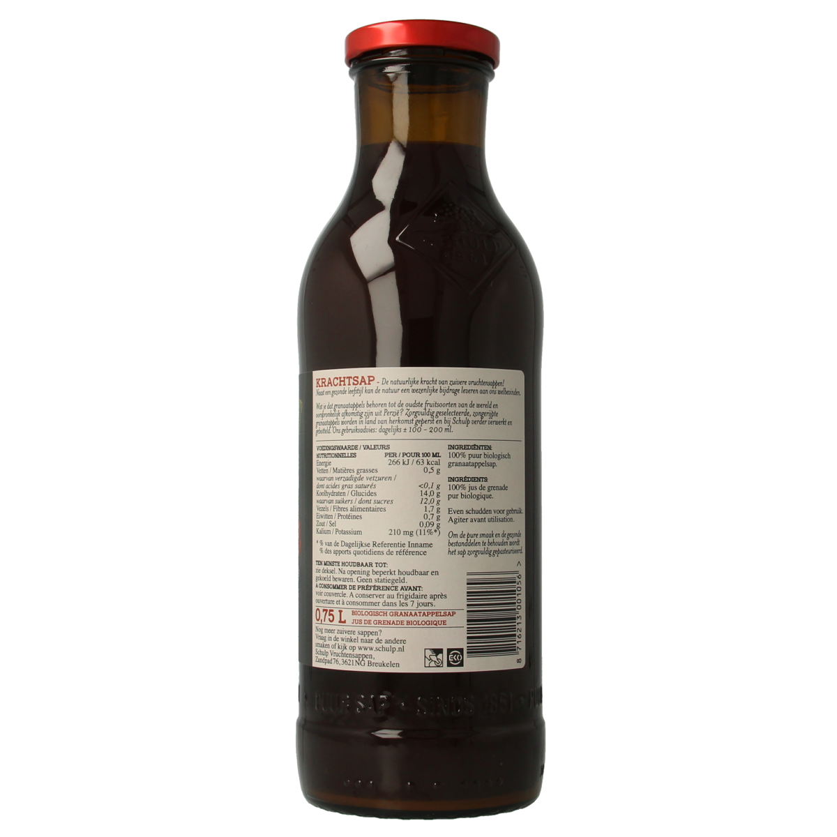 Schulp Krachtsap granaatappel puur bio 750.00 Milliliter