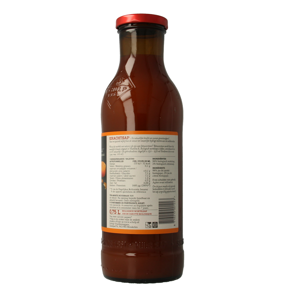 Schulp Krachtsap wortelsap puur bio 750.00 Milliliter