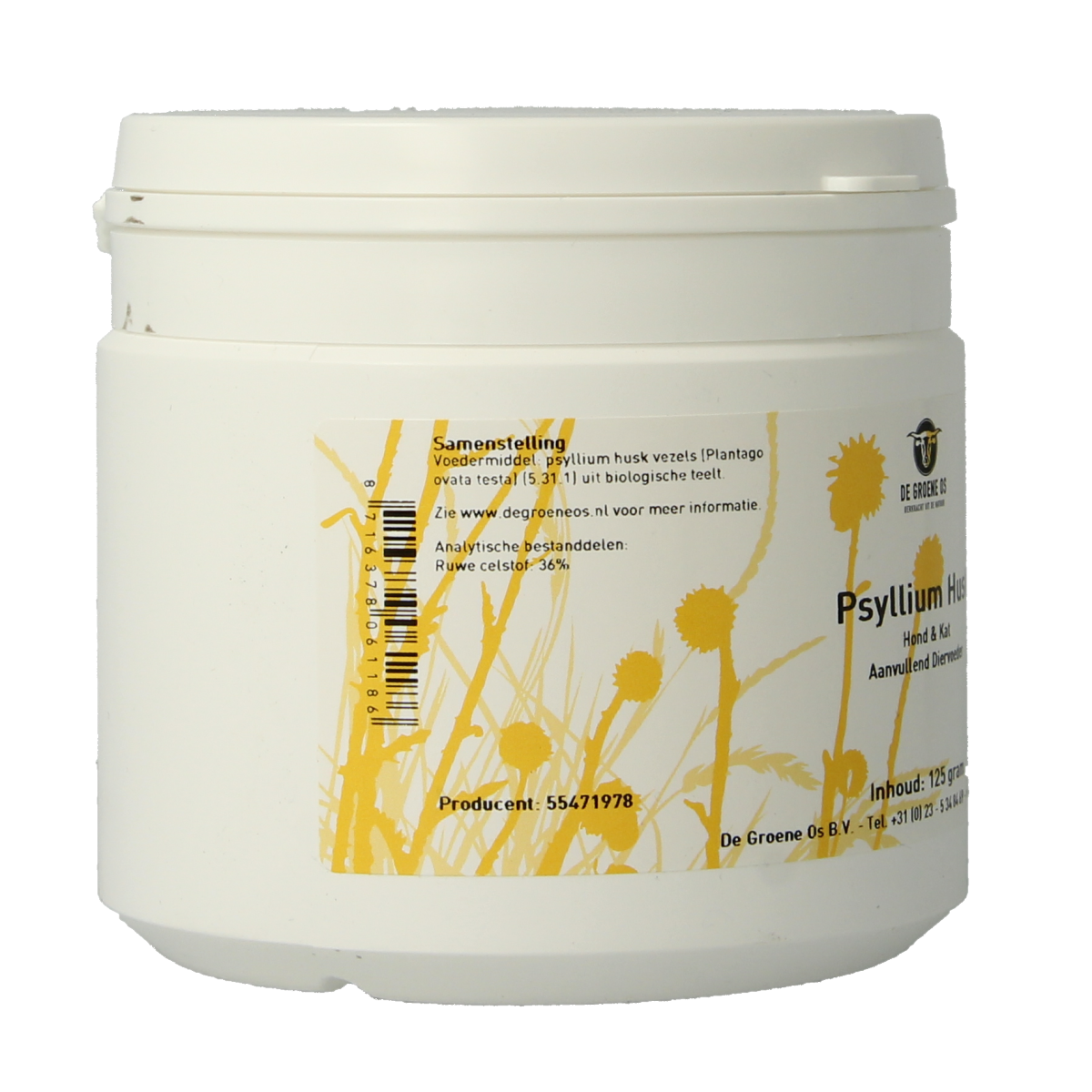 Groene Os Psyllium husk hond kat 125.00 Gram