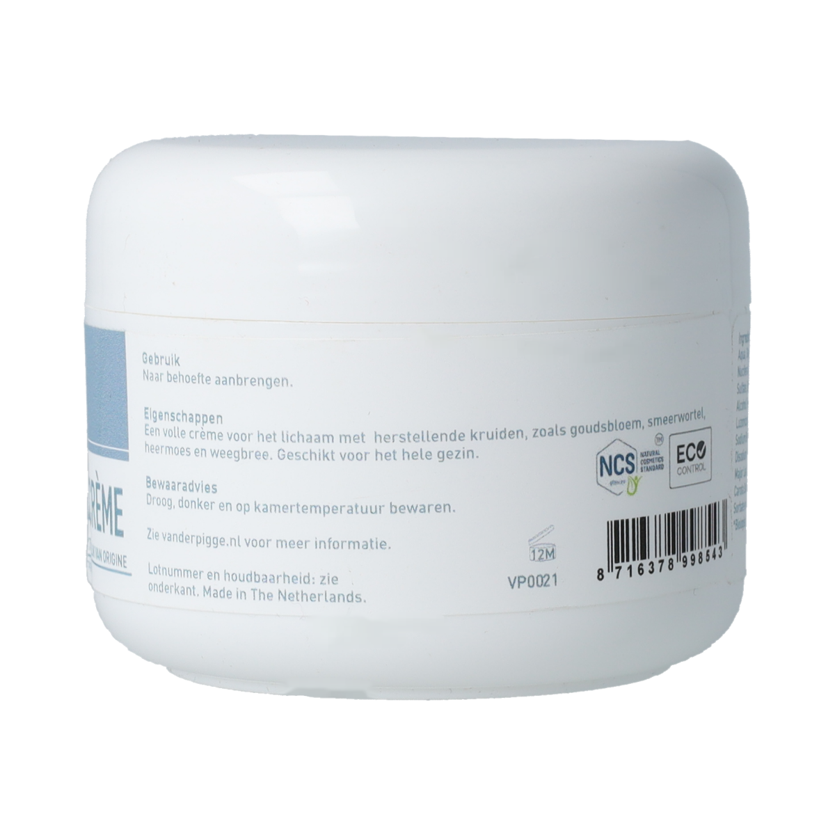 van der Pigge Huidbalans calendula herstel creme 100.00 Milliliter