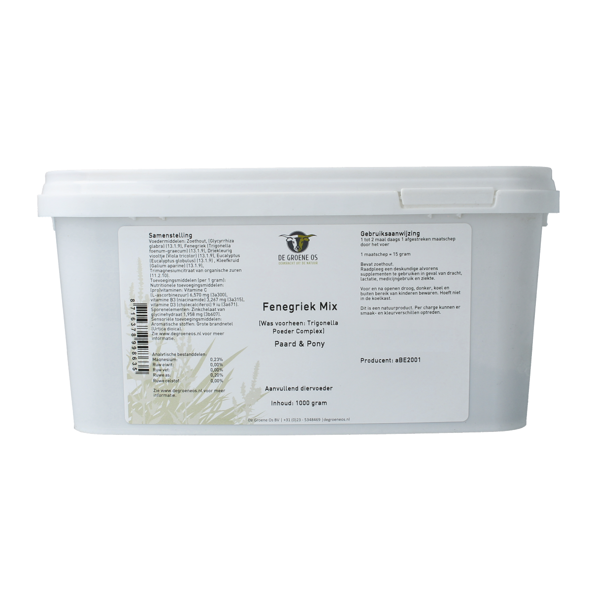 Groene Os Fenegriek mix paard/pony 1.00 Kilogram
